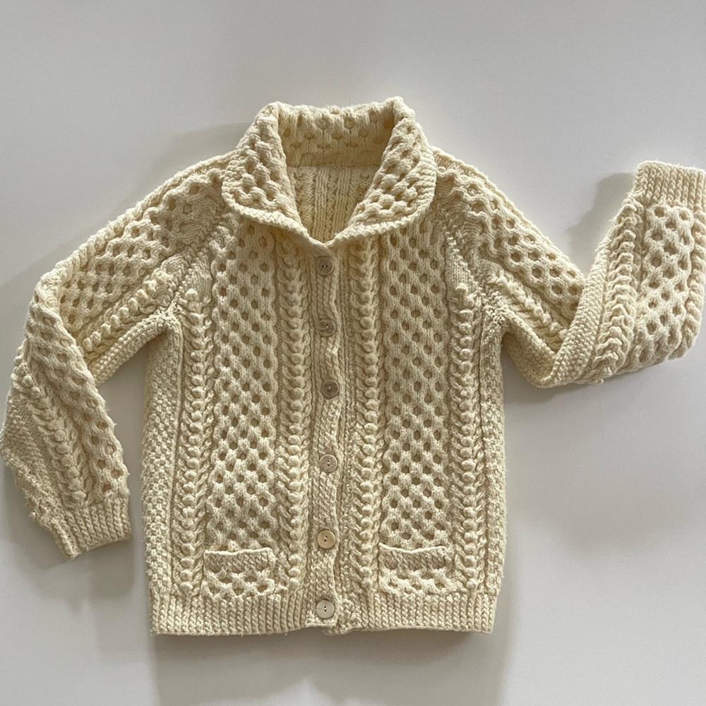 Cream Cable Knit Button-Front Cardigan Sweater